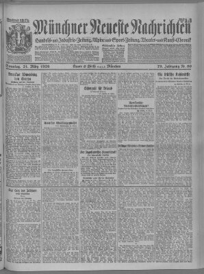 Münchner neueste Nachrichten Sonntag 21. März 1926