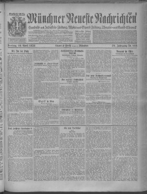 Münchner neueste Nachrichten Freitag 16. April 1926