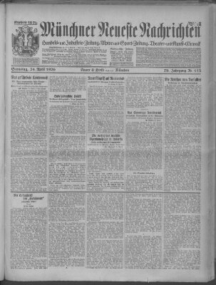 Münchner neueste Nachrichten Samstag 24. April 1926