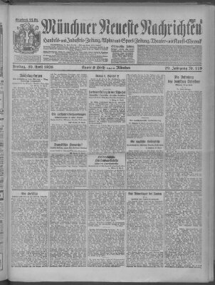 Münchner neueste Nachrichten Freitag 30. April 1926