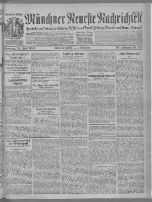 Münchner neueste Nachrichten Sonntag 27. Juni 1926