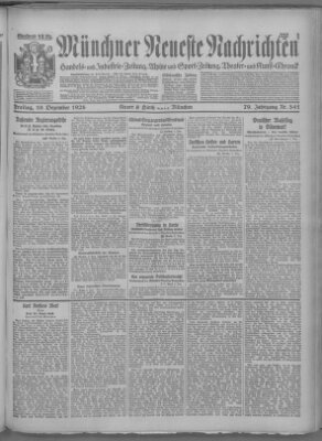Münchner neueste Nachrichten Freitag 10. Dezember 1926