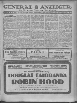 Münchner neueste Nachrichten Donnerstag 13. Januar 1927