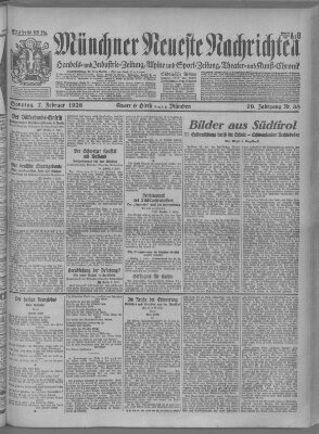 Münchner neueste Nachrichten Sonntag 7. Februar 1926