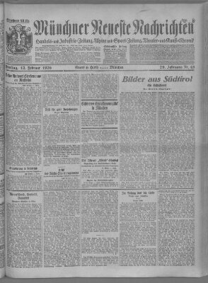 Münchner neueste Nachrichten Freitag 12. Februar 1926