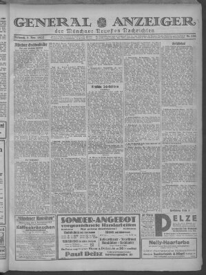Münchner neueste Nachrichten Mittwoch 2. November 1927