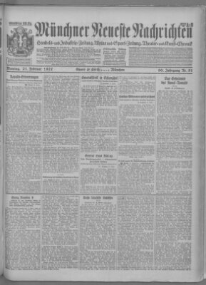 Münchner neueste Nachrichten Montag 21. Februar 1927