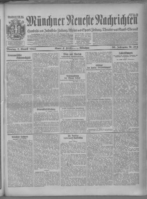 Münchner neueste Nachrichten Montag 8. August 1927