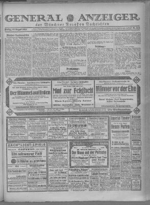 Münchner neueste Nachrichten Freitag 19. August 1927