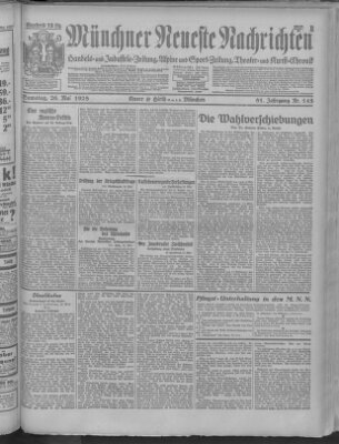 Münchner neueste Nachrichten Samstag 26. Mai 1928