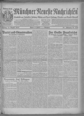 Münchner neueste Nachrichten Freitag 17. August 1928