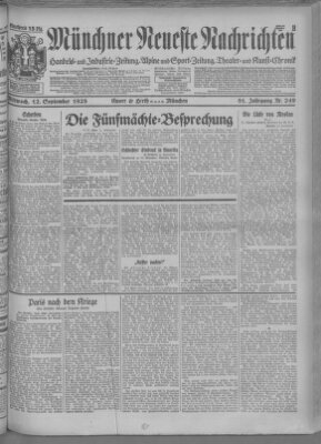 Münchner neueste Nachrichten Mittwoch 12. September 1928