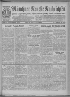 Münchner neueste Nachrichten Samstag 29. September 1928