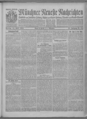 Münchner neueste Nachrichten Freitag 18. April 1924