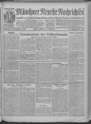 Münchner neueste Nachrichten Mittwoch 12. Dezember 1928