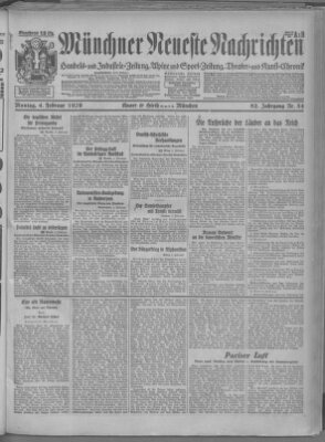 Münchner neueste Nachrichten Montag 4. Februar 1929