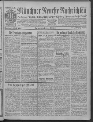 Münchner neueste Nachrichten Montag 2. April 1928