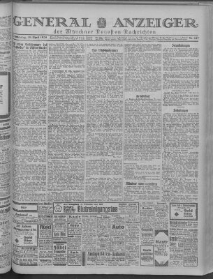 Münchner neueste Nachrichten Donnerstag 19. April 1928