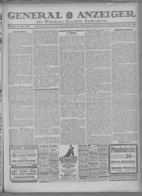 Münchner neueste Nachrichten Dienstag 12. Juni 1928