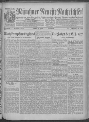 Münchner neueste Nachrichten Mittwoch 17. Oktober 1928