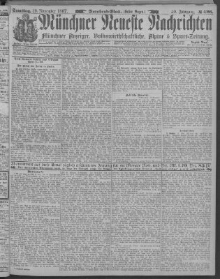 Münchner neueste Nachrichten Samstag 19. November 1887