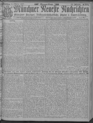 Münchner neueste Nachrichten Dienstag 11. Oktober 1887