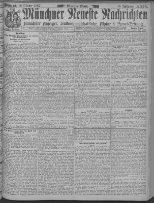 Münchner neueste Nachrichten Mittwoch 19. Oktober 1887