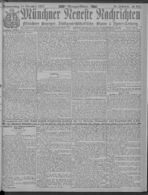 Münchner neueste Nachrichten Donnerstag 10. November 1887