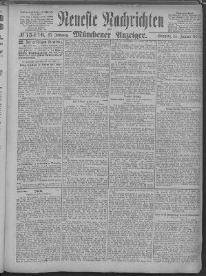 Neueste Nachrichten und Münchener Anzeiger (Münchner neueste Nachrichten) Sonntag 15. Januar 1882