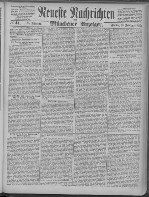 Neueste Nachrichten und Münchener Anzeiger (Münchner neueste Nachrichten) Freitag 10. Februar 1882