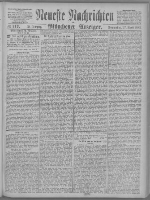 Neueste Nachrichten und Münchener Anzeiger (Münchner neueste Nachrichten) Donnerstag 27. April 1882