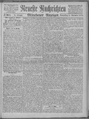 Neueste Nachrichten und Münchener Anzeiger (Münchner neueste Nachrichten) Donnerstag 21. September 1882