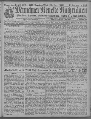 Münchner neueste Nachrichten Donnerstag 21. Juli 1887