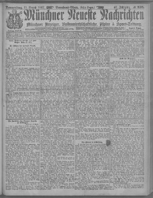 Münchner neueste Nachrichten Donnerstag 11. August 1887