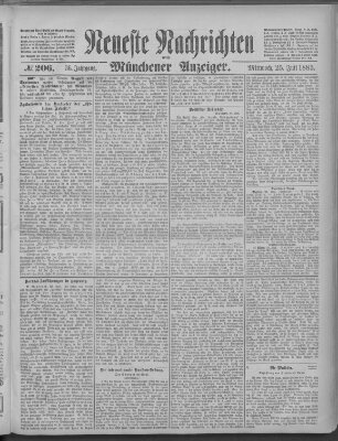 Neueste Nachrichten und Münchener Anzeiger (Münchner neueste Nachrichten) Mittwoch 25. Juli 1883