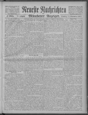 Neueste Nachrichten und Münchener Anzeiger (Münchner neueste Nachrichten) Samstag 22. September 1883