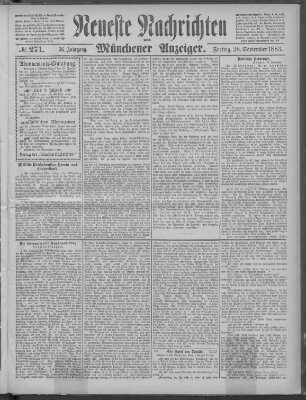 Neueste Nachrichten und Münchener Anzeiger (Münchner neueste Nachrichten) Freitag 28. September 1883