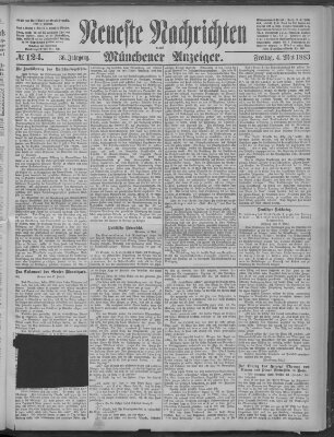 Neueste Nachrichten und Münchener Anzeiger (Münchner neueste Nachrichten) Freitag 4. Mai 1883