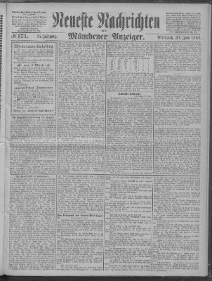 Neueste Nachrichten und Münchener Anzeiger (Münchner neueste Nachrichten) Mittwoch 20. Juni 1883