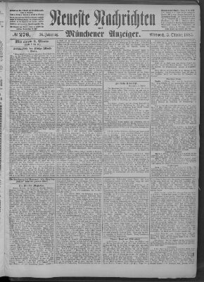 Neueste Nachrichten und Münchener Anzeiger (Münchner neueste Nachrichten) Mittwoch 3. Oktober 1883