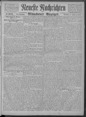 Neueste Nachrichten und Münchener Anzeiger (Münchner neueste Nachrichten) Dienstag 9. Oktober 1883