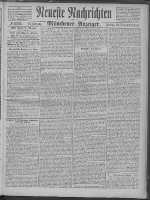 Neueste Nachrichten und Münchener Anzeiger (Münchner neueste Nachrichten) Freitag 21. Dezember 1883