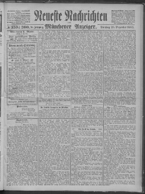 Neueste Nachrichten und Münchener Anzeiger (Münchner neueste Nachrichten) Dienstag 25. Dezember 1883