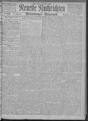 Neueste Nachrichten und Münchener Anzeiger (Münchner neueste Nachrichten) Samstag 18. Juli 1885