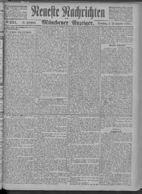 Neueste Nachrichten und Münchener Anzeiger (Münchner neueste Nachrichten) Dienstag 8. September 1885