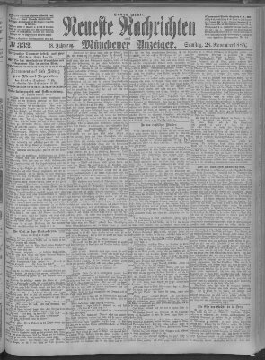Neueste Nachrichten und Münchener Anzeiger (Münchner neueste Nachrichten) Samstag 28. November 1885