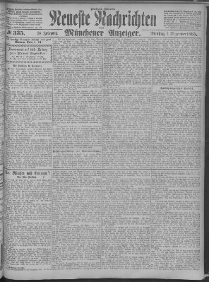 Neueste Nachrichten und Münchener Anzeiger (Münchner neueste Nachrichten) Dienstag 1. Dezember 1885