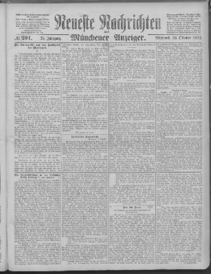 Neueste Nachrichten und Münchener Anzeiger (Münchner neueste Nachrichten) Mittwoch 18. Oktober 1882