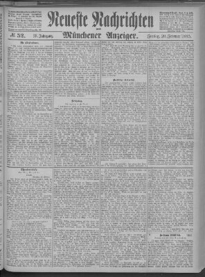 Neueste Nachrichten und Münchener Anzeiger (Münchner neueste Nachrichten) Freitag 20. Februar 1885