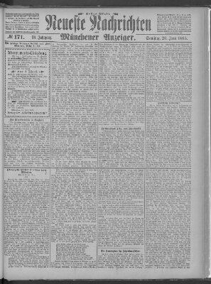 Neueste Nachrichten und Münchener Anzeiger (Münchner neueste Nachrichten) Samstag 20. Juni 1885
